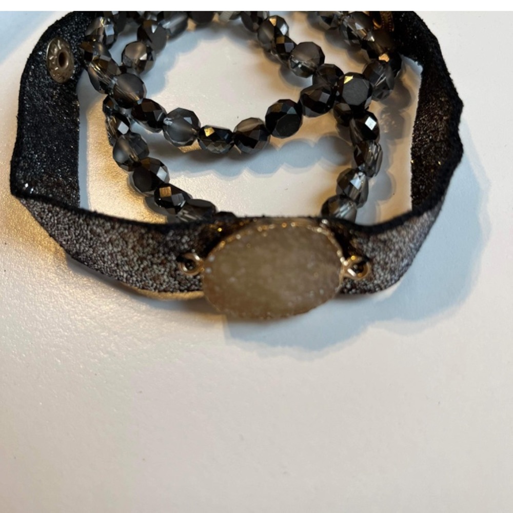 Black druzy bracelet set